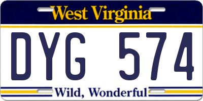 WV license plate DYG574