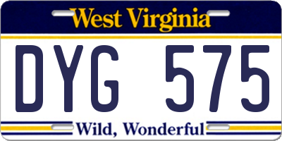 WV license plate DYG575