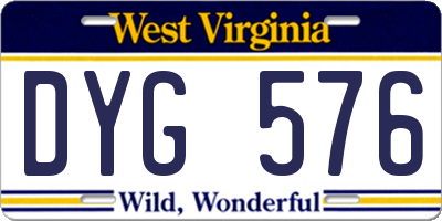 WV license plate DYG576