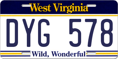 WV license plate DYG578