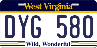 WV license plate DYG580