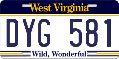 WV license plate DYG581