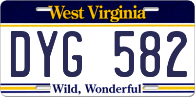 WV license plate DYG582