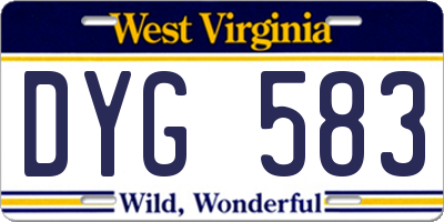 WV license plate DYG583