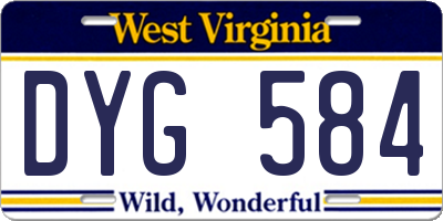 WV license plate DYG584