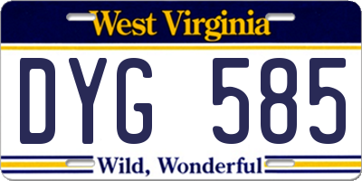WV license plate DYG585