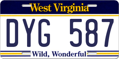 WV license plate DYG587