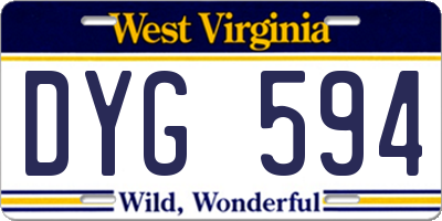 WV license plate DYG594