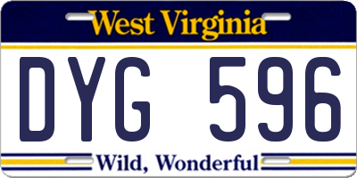 WV license plate DYG596