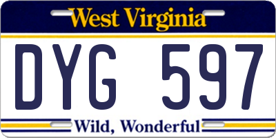 WV license plate DYG597