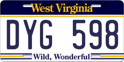 WV license plate DYG598