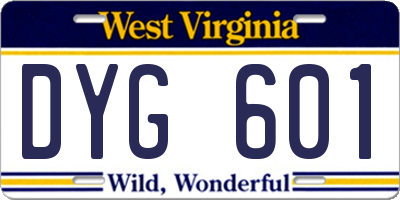 WV license plate DYG601