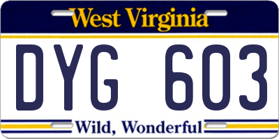 WV license plate DYG603