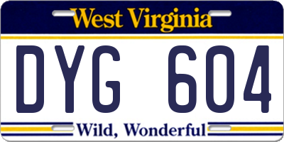 WV license plate DYG604