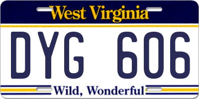 WV license plate DYG606
