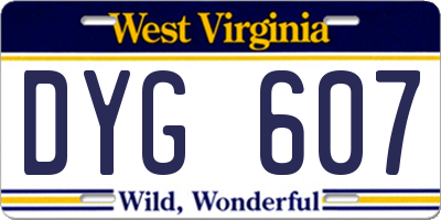 WV license plate DYG607
