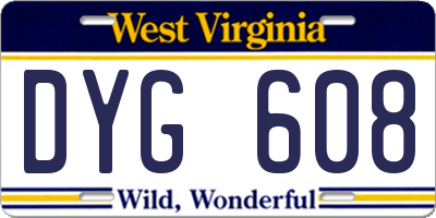 WV license plate DYG608