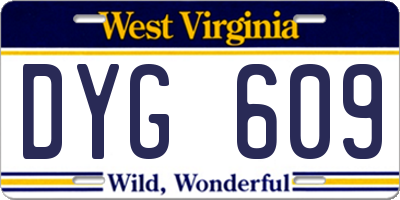 WV license plate DYG609