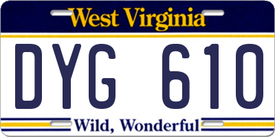 WV license plate DYG610