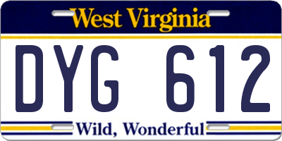 WV license plate DYG612
