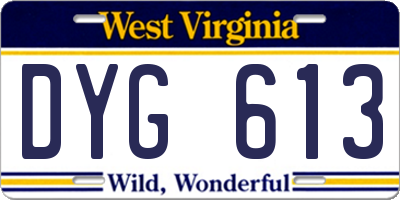 WV license plate DYG613