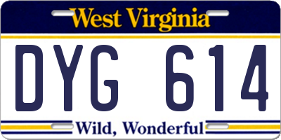 WV license plate DYG614