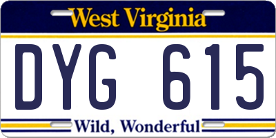 WV license plate DYG615