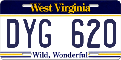 WV license plate DYG620