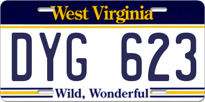 WV license plate DYG623
