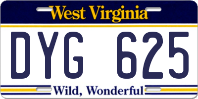 WV license plate DYG625