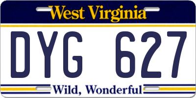 WV license plate DYG627