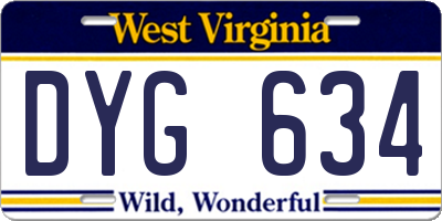 WV license plate DYG634