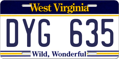 WV license plate DYG635