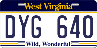 WV license plate DYG640