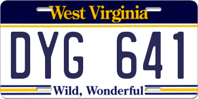 WV license plate DYG641