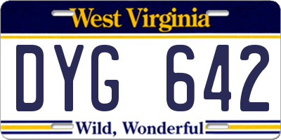 WV license plate DYG642