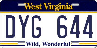 WV license plate DYG644