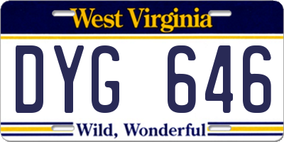 WV license plate DYG646