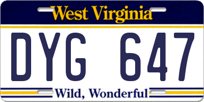 WV license plate DYG647