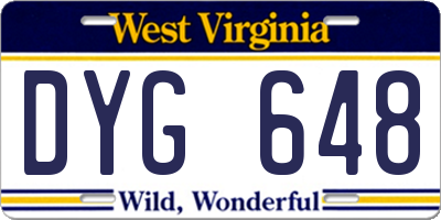 WV license plate DYG648
