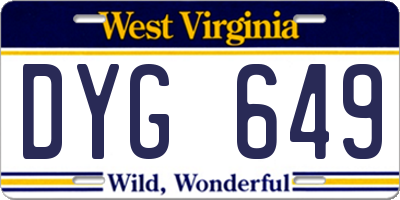 WV license plate DYG649