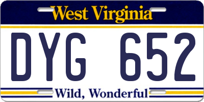 WV license plate DYG652