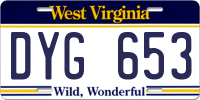 WV license plate DYG653