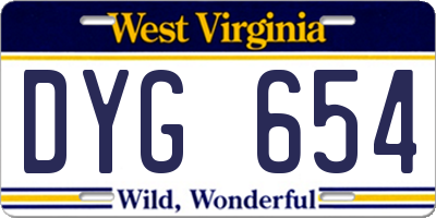 WV license plate DYG654
