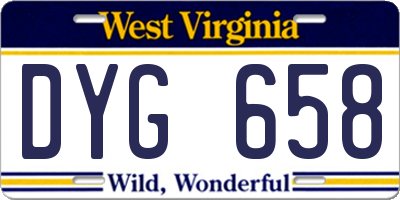 WV license plate DYG658
