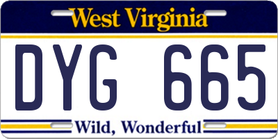 WV license plate DYG665