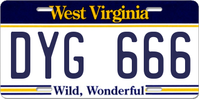 WV license plate DYG666