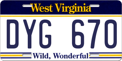 WV license plate DYG670