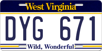 WV license plate DYG671
