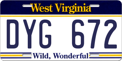 WV license plate DYG672